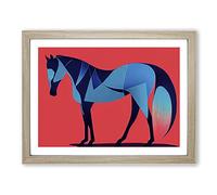 Horse Art Nouveau Abstract Framed Wall Art Print A2 Oak
