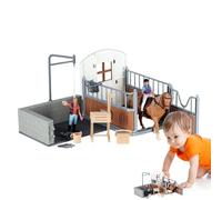 Horse Barn Play Set Model Horse Farm Set | Girl Boy Farm Animals Set Figures with , Horse Figure Collection, Realistic Fun Prepare, for Easter, Birthday, Children's Day