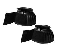 Horse Bell Boots Pair, 5.9 in / 15 cm Rubber Horse Care Boots with Hook and Loop Closure, Shock-Absorbing, Non-Slip, Overreach Hoof Protection for Training and Competition, Black