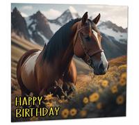 Horse Birthday Card - Equestrian Horses Greeting Cards 145 x 145mm