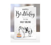 Horse birthday card for Half Sibling, gifts for men, women, female, male, him, her, presents, Happy Birthday to you, from horse, A5-279_147