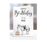 Horse birthday card for Rival, gifts for men, women, female, male, him, her, presents, Happy Birthday to you, from horse, A5-279_198