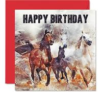 Horse Birthday Cards for Women Men - Stable Farm Horses - Nature Birthday Card for Daughter Sister Auntie Mum Nanny Son Brother Dad Uncle Grandad, 145mm Bday Greeting Cards