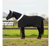 Horse Blanket Black 155cm Polar Fleece Windproof Tail Flap Adjustable Buckle Fit