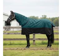 Horse Blanket Dark Green Black 135 cm Waterproof Polyester with Adjustable Closure for Stable Pasture and Outdoor Protection in Rain Wind and Cold