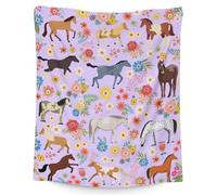 Horse Blanket Gifts - 50x40 Inches Rustic Throw Blanket for Kids, Girls & Women - Pink Soft Fuzzy Blankets for Crib, Couch & Travel