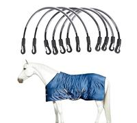 Horse Blanket Leg Straps, Adjustable Elatic Horse Elastic Tail Strap, Horse Rug Tail Strap with Duble Ended Clips, Stretchy Horse Blanket Leg Straps Replacement (6)