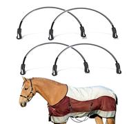 Horse Blanket Leg Straps, Adjustable Elatic Horse Elastic Tail Strap, Horses Rug Tail Strap with Duble Ended Clips, Stretchy Horses Blanket Leg Straps Replacement (4)
