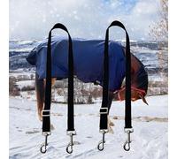 Horse Blanket Sheet Leg Straps， Adjustable Horse Leg Replacement Straps，with Metal Double Swivel Snaps, Adjustable Length from 24 to 42 Inch (Two Side Snaps)，Black 2 PCS