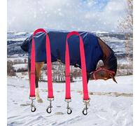 Horse Blanket Sheet Leg Straps， Adjustable Horse Leg Replacement Straps，with Metal Double Swivel Snaps, Adjustable Length from 24 to 42 Inch (Two Side Snaps)，Pink 2 PCS