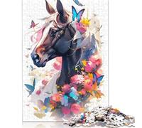 Horse Botanical Hues Puzzle for Adults 500 Pieces Puzzle for Adults Educational Game for Adult Teenagers 500pcs (52x38cm)