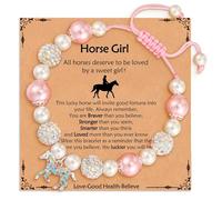 Horse Bracelet for Girls,Hand Woven Cartoon Unicorn Pendant,Colored Diamond Pink Pearl Bracelet,Horses Lover Jewelry Gifts,Adjustable Cute Jewelry