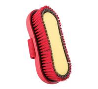 Horse Brush 2 In 1 Grooming Tool - 16.5x2cm Sponge And Hard Bristle | Red PP Scratching Brush, Bathing Shedding Dematting, Stable Farm Grooming Accessory Livestock Care For Horse Goat Cow Cattle