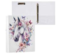 Horse Butterfly Flower 3 D-Ring Binder A4 1 Pack with 200 Sheet for Kids School Supplies Women Men Office