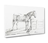 Horse By The Gate By Jean Bernard Canvas Print | Gallery Wrapped 30mm Frame Wall Art | 24x16 inches | Ready to Hang | Retro Animals Picture | Living Room Bedroom Lounge Office