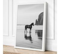 Horse by the Stack Coastal Canvas Wall Art Print 24x16 Inch (61 x 41 cm)