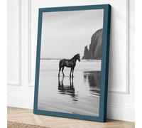 Horse by the Stack Coastal Canvas Wall Art Print 24x16 Inch (61 x 41 cm)