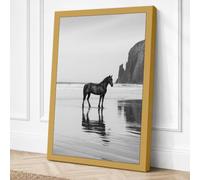Horse by the Stack Coastal Canvas Wall Art Print 30x20 Inch (76 x 51 cm)