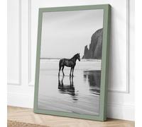 Horse by the Stack Coastal Canvas Wall Art Print 30x20 Inch (76 x 51 cm)