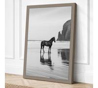 Horse by the Stack Coastal Canvas Wall Art Print 36x24 Inch (91 x 61 cm)