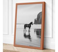 Horse by the Stack Coastal Canvas Wall Art Print 36x24 Inch (91 x 61 cm)