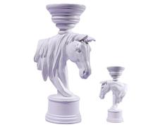 Horse Candle Holder 12 Inch - Rustic Equestrian Stallion Figurine for Farmhouse Table Centerpiece, Western Mantel Decor, Entryway Console Display, Resin Horse Statue with Pillar Candle Tray