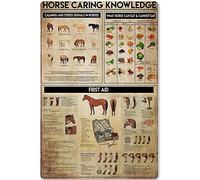 Horse Caring Knowledge Metal Tin Sign,Calming and Stress Signals in Horses,Bar Retro Sign Home Kitchen Living Room Decoration Gift Racecourse Metal Posters for Room Aesthetic 8X12 Inch