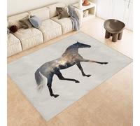horse Carpet Faux Wool Starry Forest Extra Large Shaggy Soft Flannel Area Rugs For Teenage Child Boy, Shaggy Carpet for Kids Playroom Nursery Living Room (80x150cm)