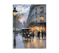 Horse Carriage Paint by Numbers for Adults Street Painting by Numbers for Adults, Art Supplies with Color Canvas for Painting 32 x 24 Inch 36 Colors of Acrylic Paint and Brush, Room Decor 2YH-10034