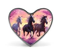 Horse Cherry Blossom Badge Heart Shape Cute Brooch Pins Button Badges for Backpack Jackets Hats Decor