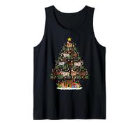 Horse Christmas Tree Lights Decor Funny Horse Riding Xmas Tank Top