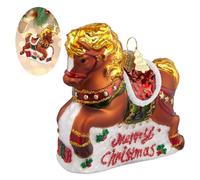 Horse Christmas Tree Ornaments,Hand-Blown Glass Ornaments for Tree,Horse Collection Figurines Hanging Ornaments, Christmas Decorations for Animal Lovers Holiday Party Daily Gifts