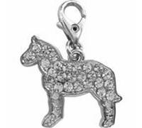 Horse clear crystal clip on charm
