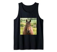 Horse Close Up Portrait Strong Animal Field Scene Tank Top