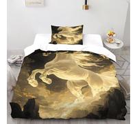 Horse Clouds Bedding Set 3D Design Graceful Hill Animal Duvet Cover Set Chic Breathable Quilt Cover 2 Pieces Universal for All Seasons Pillowcase Single（135x200cm）