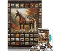 Horse Collage 1000 Piece Jigsaw Puzzles for Teenagers Gifts,Pattern Assembly Fun at Home Activities,Birthday Present,Travel Gifts (38x26cm)