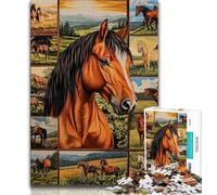 Horse Collage Jigsaw Puzzles for Teenagers 1000 Piece Puzzle,Fun Games Every Piece Is Unique - Challenging Family Fun Game (50x75cm)