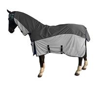 Horse Combo Fly Rug - 2-in-1 with Neck Adjustable Legs Straps and Tail Flap - Equestrian Waterproof Summer Outdoor Rain Sheets for Pony and Cob Riding