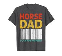 Horse Dad Scan for Payment Retro Equestrian Dad Appreciation T-Shirt, Men, Dark Heather Grey, Medium