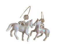 Horse Dangle Hook Earrings Resin Animal Ear Pendants Eye Catching Earwear Stylish Ear Accessories For Fashion Lover Lightweight Resin Jewelry