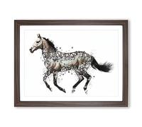 Horse Deconstructed In Abstract Modern Art Framed Print | A2 Walnut Framed Wall Art | Ready to Hang | Abstract Animal Picture | Living Room Bedroom Lounge Office