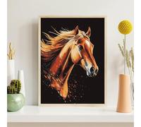 Horse Diamond Art 5D Animal Diamond Painting Kits for Adults Full Round Drill, Crystal Rhinestone Embroidery Kit, DIY Paint by Numbers Cross Stitch Gem Art, Home Wall Decor Gifts 70x90cm(28x36"),z@990