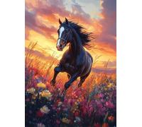 Horse Diamond Art Grassland Diamond Painting Kits for Adults Beginner 5D DIY Full Square Drill Cross Stitch Kits for Adults Arts and Crafts for Bedroom Decor, Room Decor, Gifts 16x22inch -bby2507RL