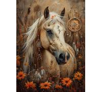 Horse Diamond Art Kits Adults, 5D Diamond Painting Flower, DIY Full Drill Crystal Art Gem Cross Stitch Craft Kits, Hobbies for Adults Women, for Home Wall Decor Gifts for Women 24x28 inch 1-8974