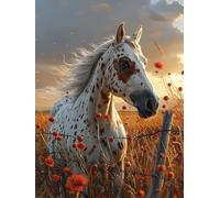 Horse Diamond Art Kits Adults, 5D Diamond Painting Grassland Pattern Design, DIY Full Square Drill Dimond Painting, Crystal Art Kits for Adults Beginner for Home Wall Decor 20x28 Inch -yxy2506K2