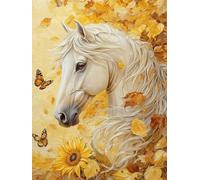 Horse Diamond Art Kits Adults, 5D Full Drill Diamond Painting Butterfly 30x40 cm DIY Crystal Art Cross Stitch Embroidery Pictures Crafts Gem Sequin Canvas Painting for Home Wall Decor Gift Women H-377