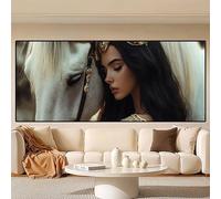 Horse Diamond Art Painting, 5D Woman Diamond Painting kit, Large 140x70cm/28x55in Dimond Art for Adults, DIY Crystal Art Gem Embroidery Crafts kits, Hobbies for Adults Women, Home Wall Decor 0R-369