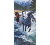 Horse Diamond Painting Kit with Complete Set of Diamond Art Accessories, 5D DIY Full Drill Embroidery Kit, Animal Diamante Gems Canvas Wall Art Crafts for Adults, Room Decor Gifts 12 x 24in DZSH4443