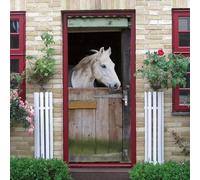 Horse Door Stickers for Interior Doors Stable 3D Door Sticker Murals Decals Wallpaper Self Adhesive Waterproof Poster for Bedroom Living Bathroom 77x200 cm A-4695