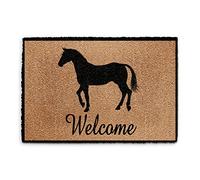 Horse Doormat (40cm x 60cm) Small, Welcome Front Door Mat, Coconut Core Fibre Heavy Duty Mat, Rug, Indoor Natural Coir Mat, Regular